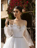 Beaded Ivory Sparkly Tulle Lace Wedding Dress